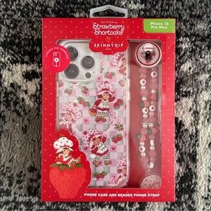 Skinnydip Strawberry Shortcake Pink iPhone 16 Pro Max Case with Beaded Strap